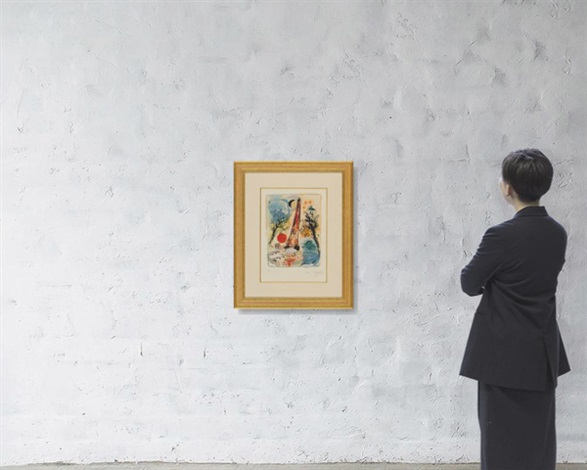 Marc Chagall 水彩画 リトグラフ 約107cm x 94cm（ﾘﾄｸﾞﾗﾌ ﾏﾙｸ